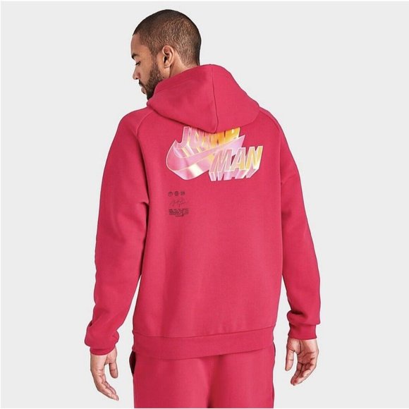 Nike Air Jordan Jumpman Red Hoodie Statement Pullover Fleece - Picture 3 of 6